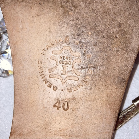 il Sandalo Tesorone Brothers Italy Crystals Chandelier Thong Sandals 9 Gold - Picture 5 of 12